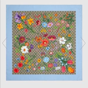Gucci GG Silk Flora motif & monogram scarf